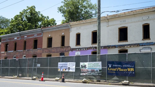 Rowhomes under construction as part of the Westport redevelopment in Salisbury, Maryland.