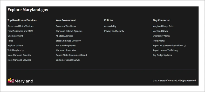 Screenshot of the Drupal Global Footer