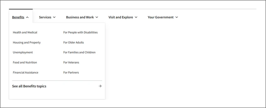 Screenshot example of the Drupal main navigation