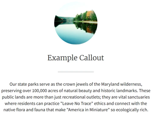 Example of a Callout, follow link below for an implemented version that is under the heading "What is Drupal?"
