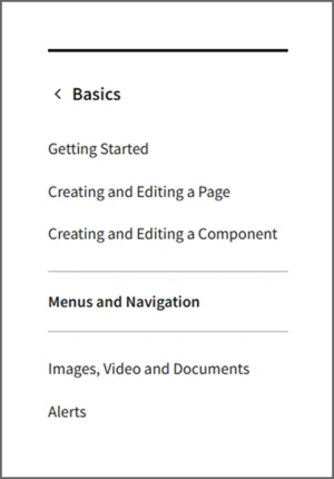 Screenshot of the Drupal Side Navigation