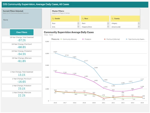 DJS Data Dashboard - Community Supervision screenshot
