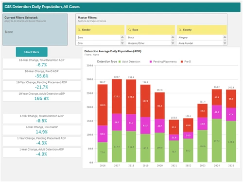 DJS Data Dashboard - Detention screenshot