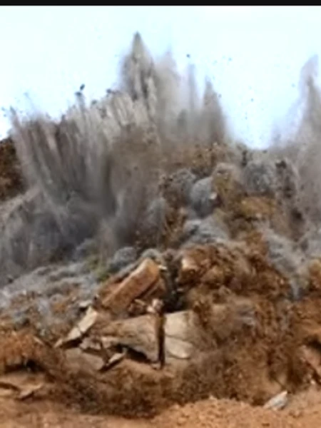 A blast with clouds of smoke rising