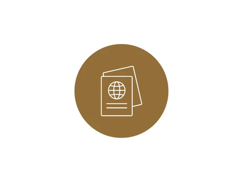 Icon of an upward economic growth chart paired with a dollar coin symbol, set against a brown circular background.