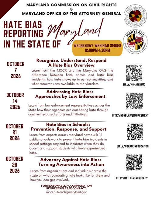 Every Wednesday in October, MCCR & OAG is hosting a fair housing webinar. 