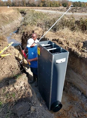 Water Control Structure being installed on the Eastern Shore.