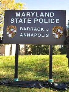 Maryland State Police Annapolis barrack sign 