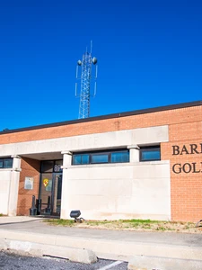 The front entrance of the Maryland State Police Golden Ring Barrack
