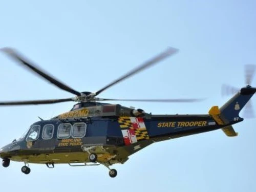 A Maryland State Police helicopter in air