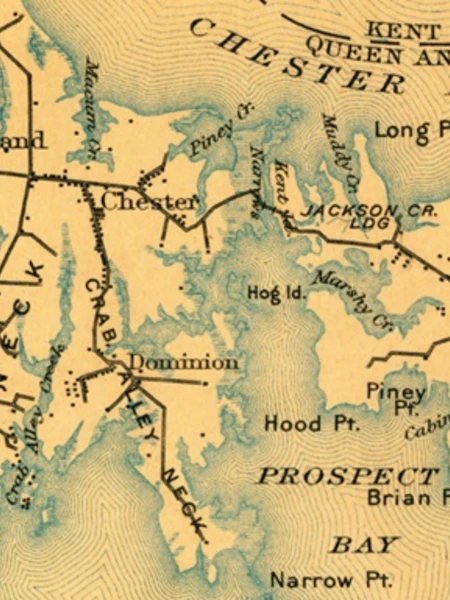 Historic map of Maryland with Prospect Bay and Chester indicated