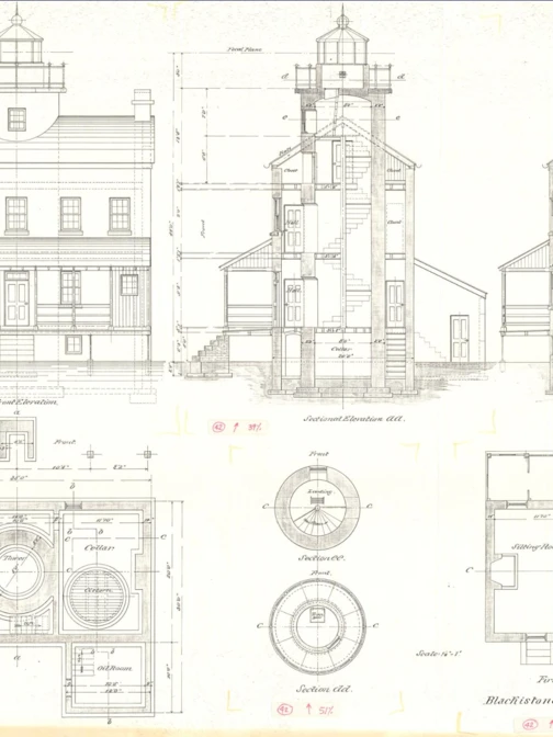 Drawn plans of lighthouses