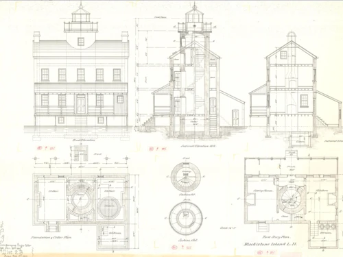 Drawn plans of lighthouses
