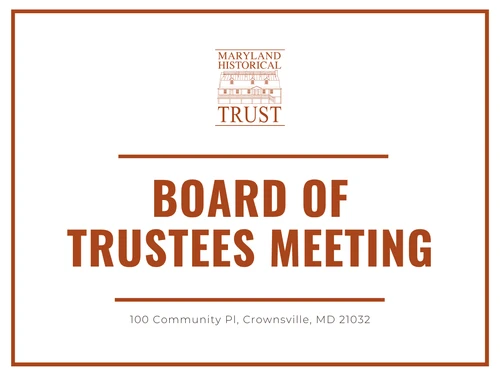 Board of Trustees graphic with MHT logo in middle and 100 Community Place at bottom