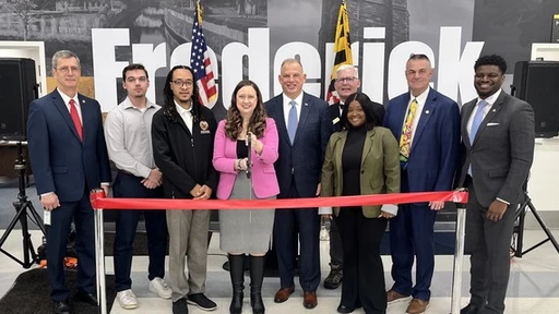 Images of people cutting a ribbon