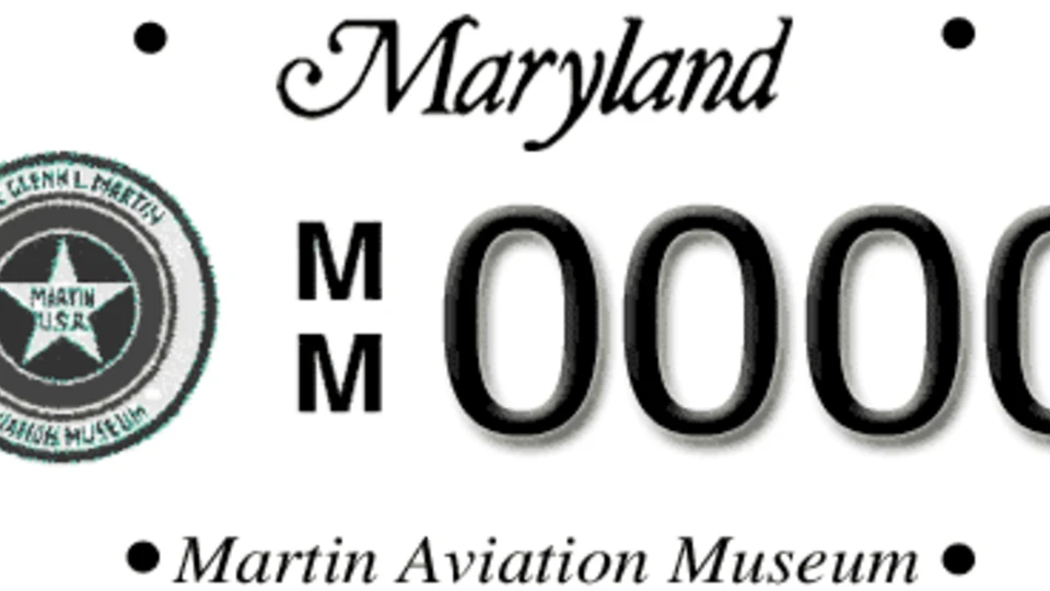 Maryland license plate featuring the Glen L. Martin Aviation Museum logo and "Martin Aviation Museum" printed at the bottom.