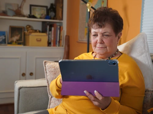 grandma irene holding ipad