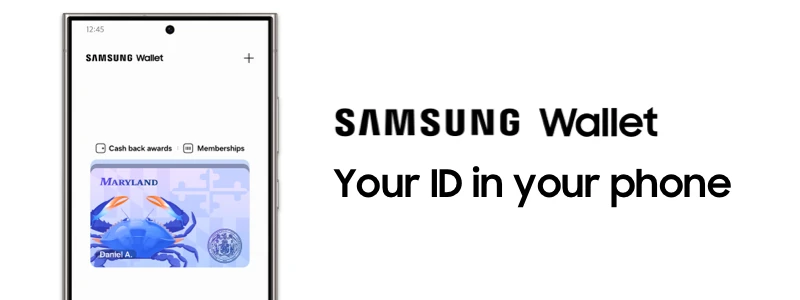 Samsung Wallet Your ID on your phone with picture of MD ID on phone