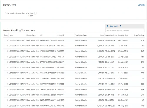 ERT Pending Transactions - Portal Screenshot 2
