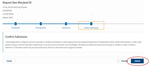 Maryland ID Creation for 3 Hour Alcohol & Drug Customer Certifications Screenshot 6