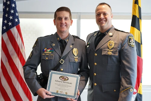 Sergeant Edward Bartlinski of the Maryland Transportation Authority (MDTA) Police was honored