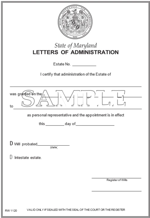 letters of administration document sample