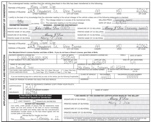 back of title for surviving spouse