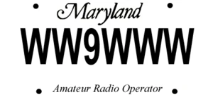 Plain white amateur radio operator Maryland license plate